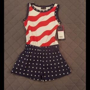 Patriotic Stars and Stripes Kids Romper